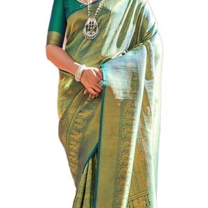 SWORNOF Women's kanjivaram banarasi silk saree for Patola festival Wedding silk with rich pallu Design sarees for women with blouse piece