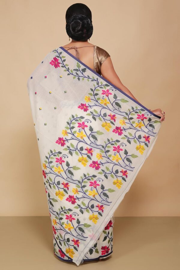 BENGAL HANDLOOM Mina Soft Cotton Jamdani Saree - Image 4