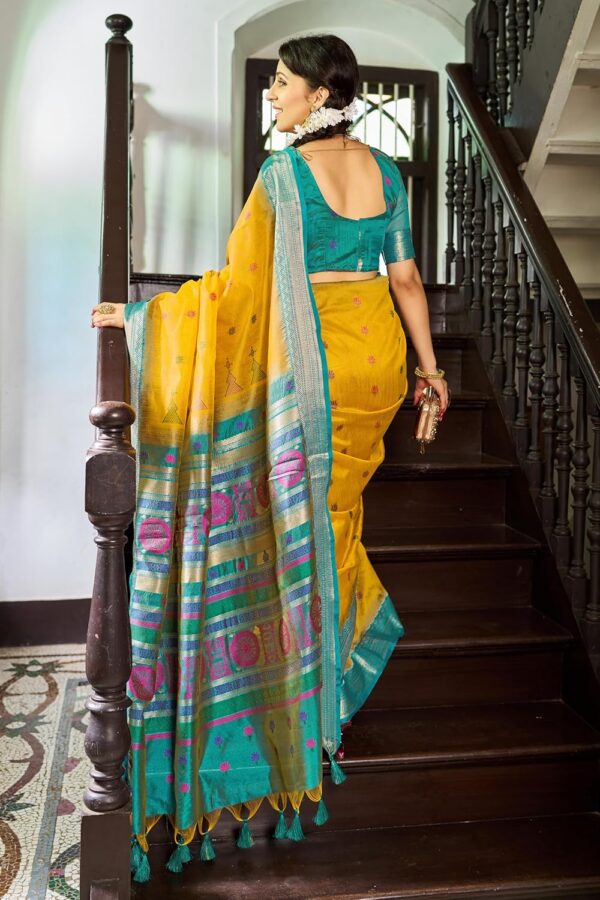 SWORNOF Women's Tussar Raw Silk With Tassels|sarees for women|sarees for women|jute silk sarees|tussar silk saree for women|banarasi silk saree for festival - Image 4