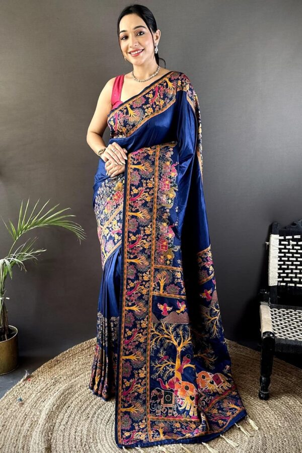SGF11 Women's Kanjivaram Pure Soft Silk Saree With Unstitched Blouse Piece - Image 2