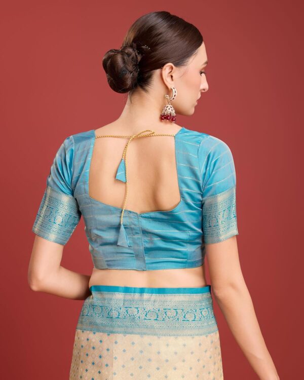 Monjolika Fashion Women's Kanjivaram Silk Mesmerizing Saree for Every Celebrations Comes With Unstitched Blouse Piece - Image 6