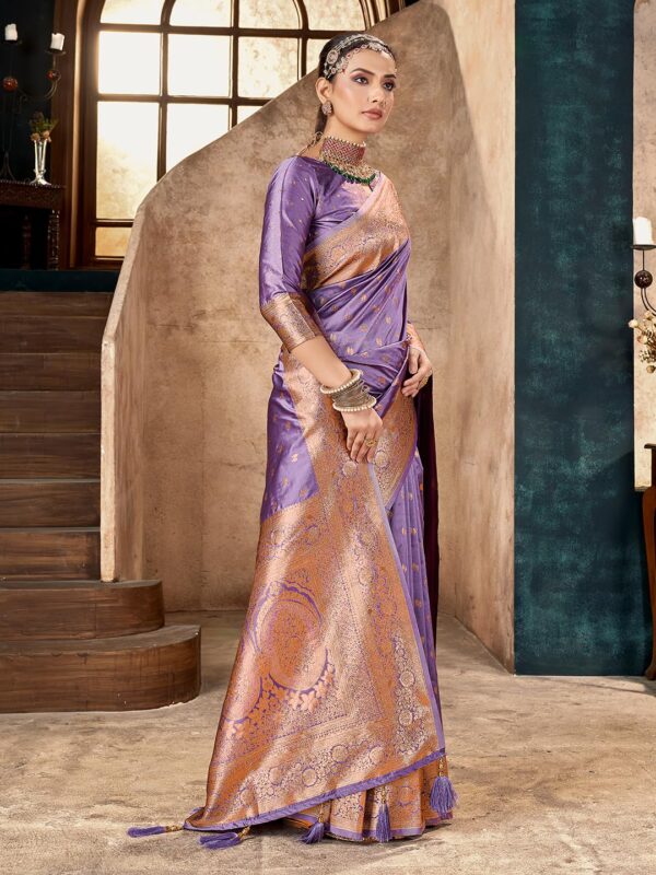 Mehrang Women's Pure Kanjivaram Silk Saree Banarasi Silk Wedding Sarees for Women with Blouse Piece - Image 4
