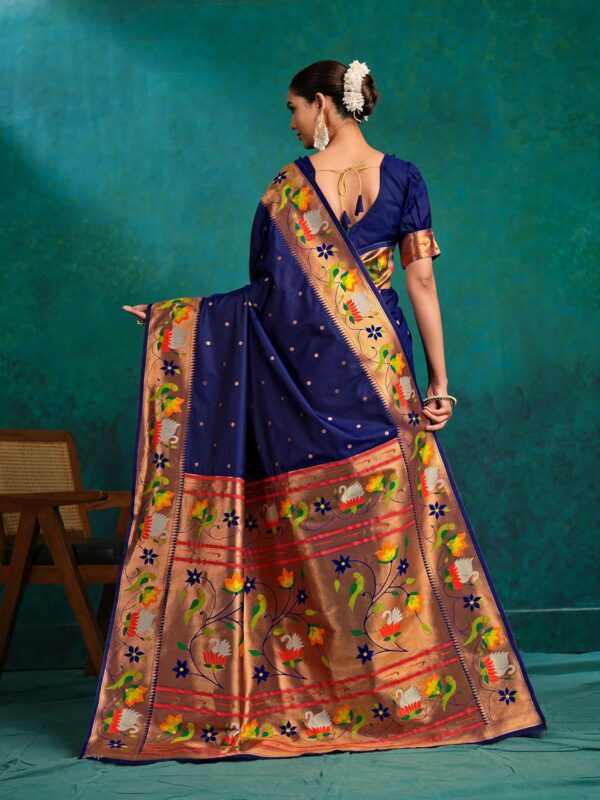 EthnicJunction Women's Pure Silk Paithani Woven Saree With Blouse Piece - Image 5