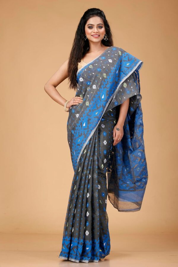 OISHANI SAREE GHOR Women's Traditional Bengal Cotton Silk Soft Jamdani Saree - Beautiful design and Quality - Without Blouse Piece - Image 5