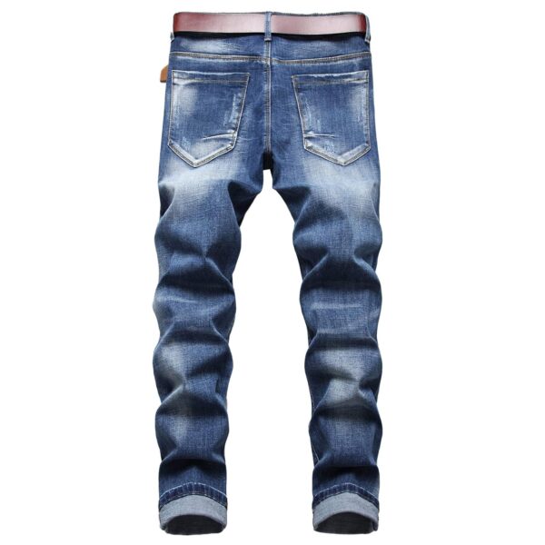 AITITIA Men's Biker Zipper Deco Washed Straight Fit Jeans - Image 2