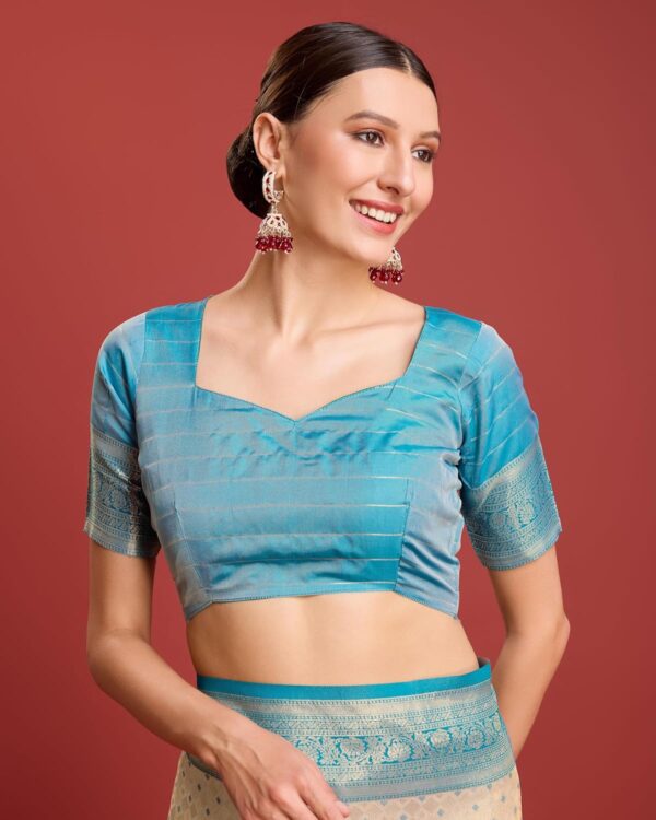 Monjolika Fashion Women's Kanjivaram Silk Mesmerizing Saree for Every Celebrations Comes With Unstitched Blouse Piece - Image 5