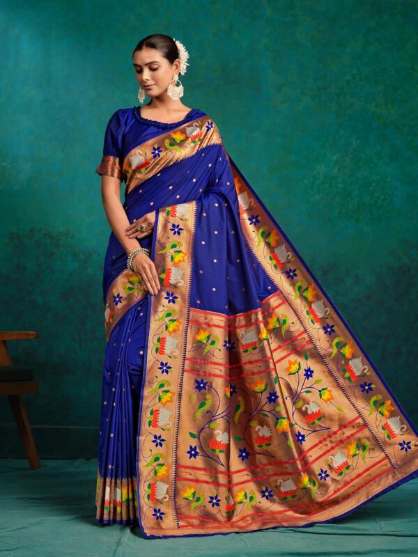 EthnicJunction Women's Pure Silk Paithani Woven Saree With Blouse Piece - Image 4