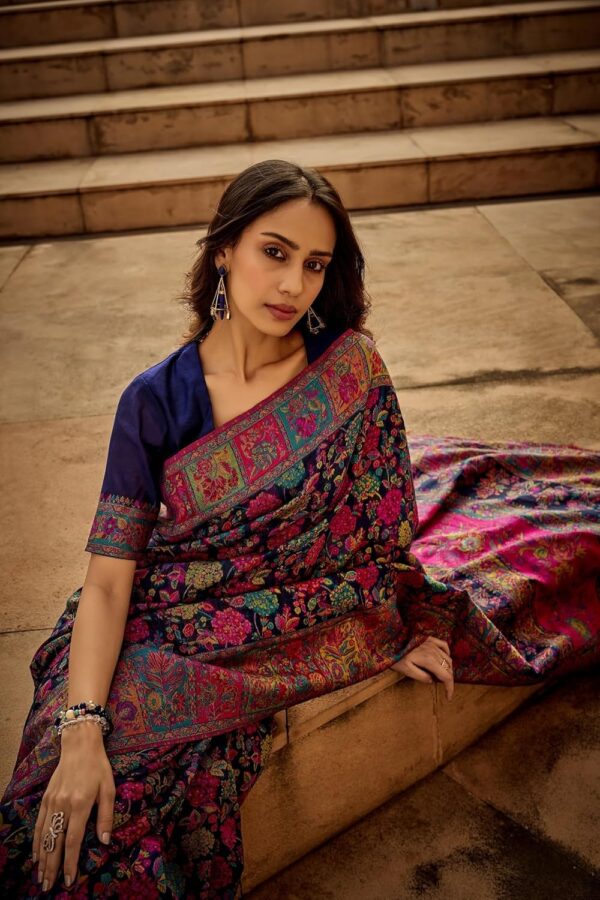 MADHUHANSH Kashmiri Cotton Patola Saree for Women | Cotton Saree | Sarees with Unstitched Blouse | Saree with Blouse Piece | Soft and Skin Friendly - Image 4