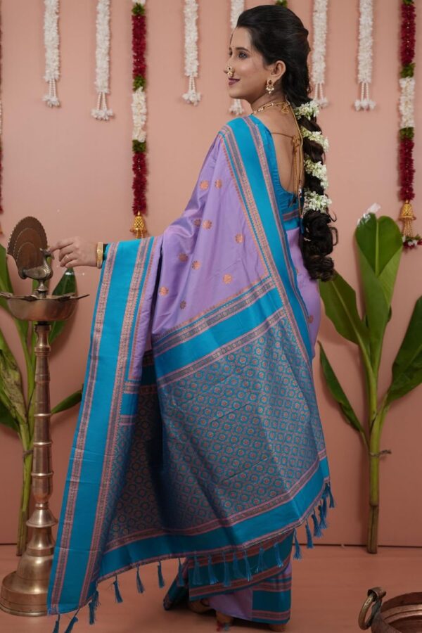 SGF11 Women's Kanjivaram Pure Soft Silk Saree With Unstitched Blouse Piece - Image 6