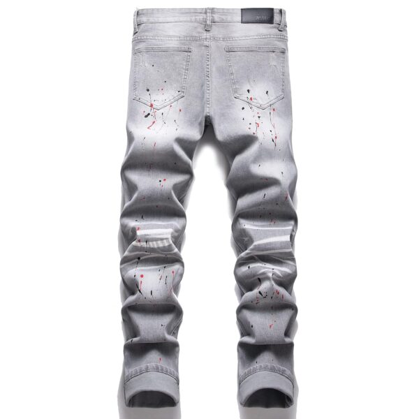 AITITIA Men's Biker Zipper Deco Washed Straight Fit Jeans - Image 2