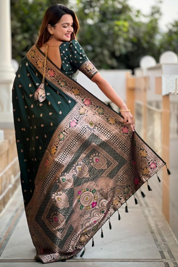 SGF11 Women's Kanjivaram Pure Soft Silk Saree With Unstitched Blouse Piece - Image 4