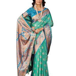 Mehrang Cotton Banarasi Silk Saree for Women With Unstitched Blouse Piece