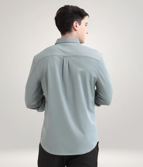TURMS Water Repellent Men's Knitted Shirt | Anti Stain Anti Odor Cotton Blend | Solid Casual Full Sleeves - Image 3