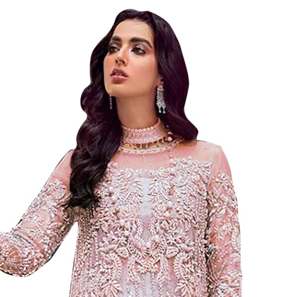 UdayArt net with shantoon silk inner embroidery and hand work multi color semi stitched pakistani salwar suit for women and girl's - Image 2