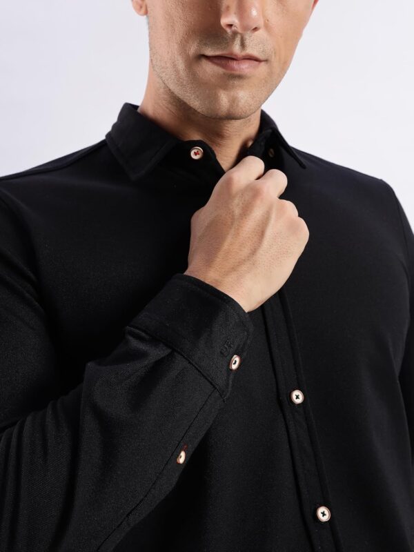 TURMS Water Repellent Men's Knitted Shirt | Anti Stain Anti Odor Cotton Blend | Solid Casual Full Sleeves - Image 6
