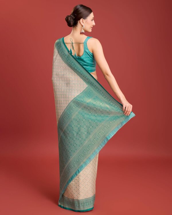 Monjolika Fashion Women's Kanjivaram Silk Mesmerizing Saree for Every Celebrations Comes With Unstitched Blouse Piece - Image 4
