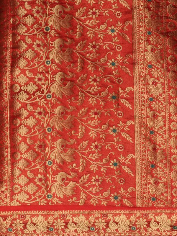 MIMOSA Women Art Silk Kanchipuram ART Silk Saree Colour :Off-White(3050-65-HLFWHITEMARUN) - Image 5