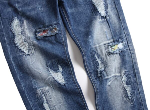 AITITIA Men's Biker Zipper Deco Washed Straight Fit Jeans - Image 6