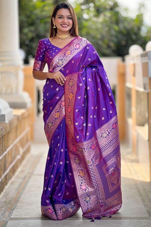 SGF11 Women's Kanjivaram Pure Soft Silk Saree With Unstitched Blouse Piece - Image 2