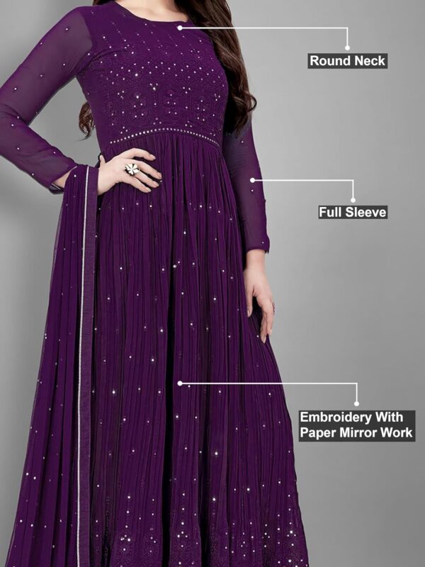TRENDMALLS Women's Georgette Embroidery Salwar Suit Anarkali Kurta Set with Dupatta - Image 4
