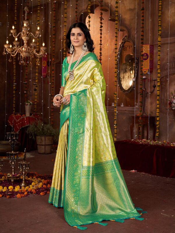 Mehrang Cotton Banarasi Silk Saree for Women With Unstitched Blouse Piece - Image 2