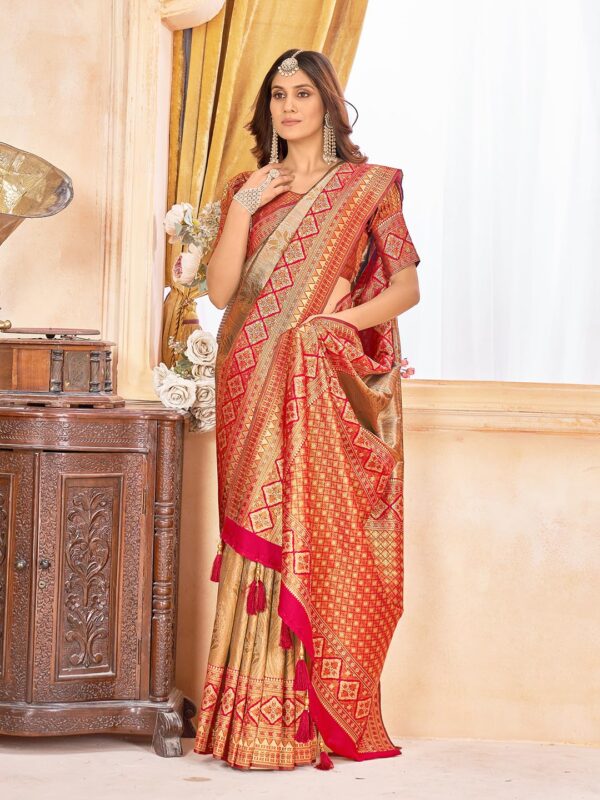Mehrang Women's Pure Kanjivaram Silk Saree Banarasi Silk Wedding Sarees for Women with Blouse Piece - Image 5