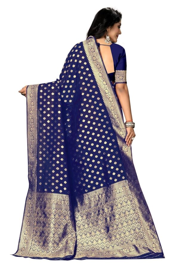 Mehrang Cotton Banarasi Silk Saree for Women With Unstitched Blouse Piece - Image 3