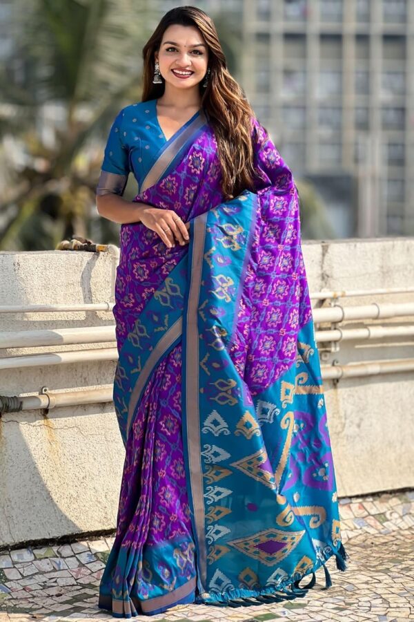 SGF11 Women's Kanjivaram Patola Soft Pure Silk Sarees With Unstitched Blouse Piece - Image 2