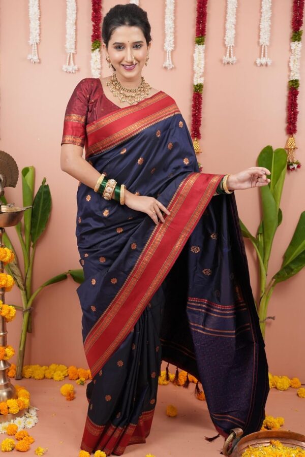 SGF11 Women's Kanjivaram Pure Soft Silk Saree With Unstitched Blouse Piece - Image 5