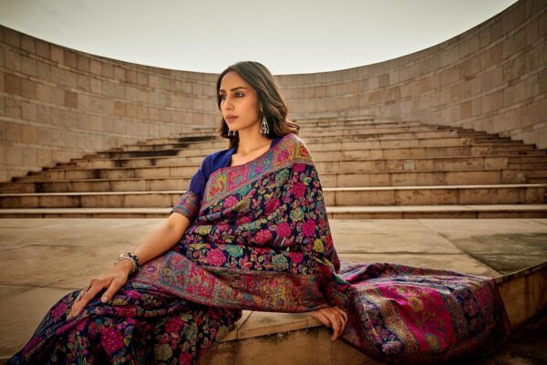 MADHUHANSH Kashmiri Cotton Patola Saree for Women | Cotton Saree | Sarees with Unstitched Blouse | Saree with Blouse Piece | Soft and Skin Friendly - Image 3
