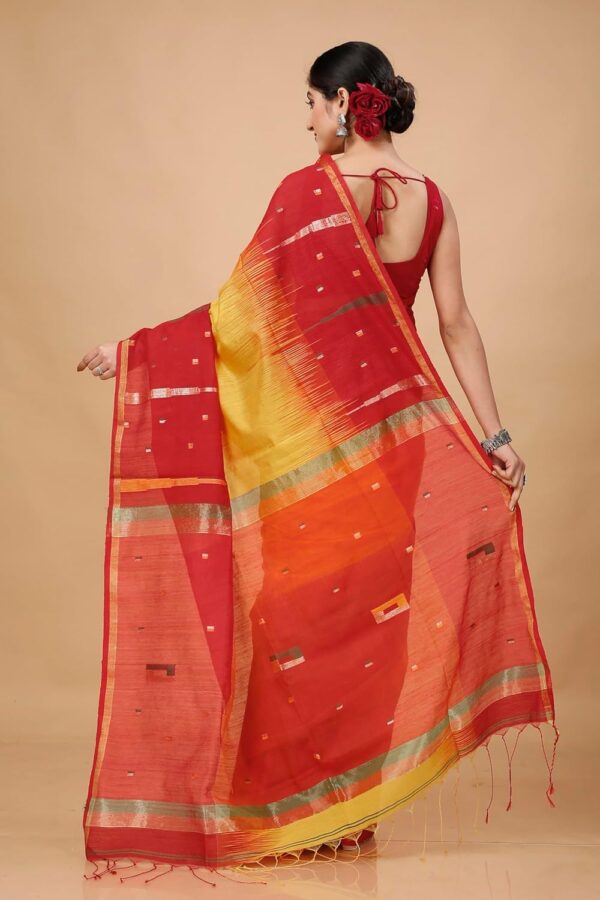 OISHANI SAREE GHOR Women's Traditional Bengal Ikkat Handloom Saree - Image 4