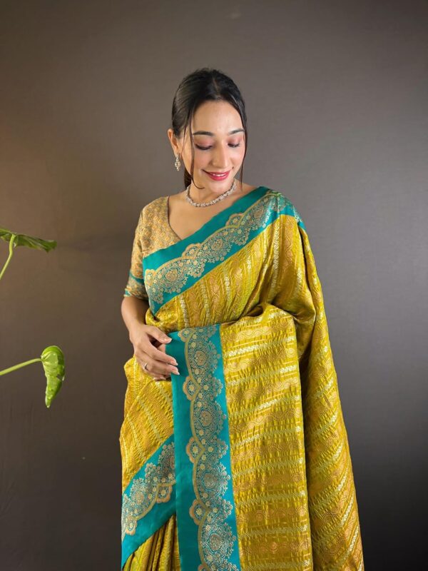 SGF11 Women's Kanjivaram Pure Handloom Soft Silk Saree With Blouse Piece - Image 3