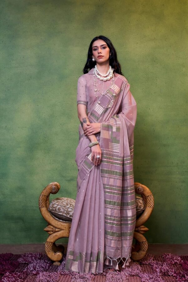 SGF11 Women's Kanjivaram Soft Cotton Linen Silk Saree With Unstitched Blouse Piece - Image 2