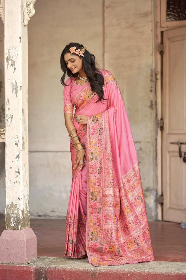 SWORNOF Women's Patola Silk Saree With Unstitched Boluse Piece - Image 3