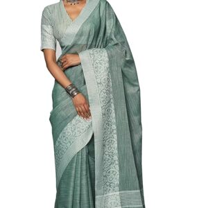 Astita Elegant Linen Cotton Saree with Woven Thread Border & Pallu | Soft Traditional Look for Festive Gifting & Everyday Elegance – With Unstitched Blouse Piece