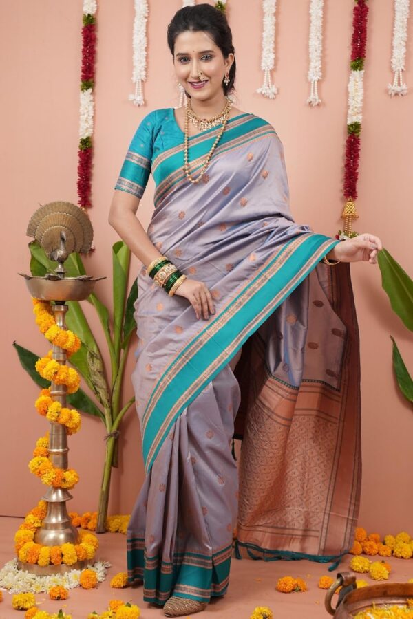 SGF11 Women's Kanjivaram Pure Soft Silk Saree With Unstitched Blouse Piece - Image 5