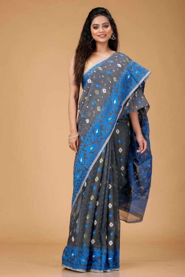 OISHANI SAREE GHOR Women's Traditional Bengal Cotton Silk Soft Jamdani Saree - Beautiful design and Quality - Without Blouse Piece - Image 4