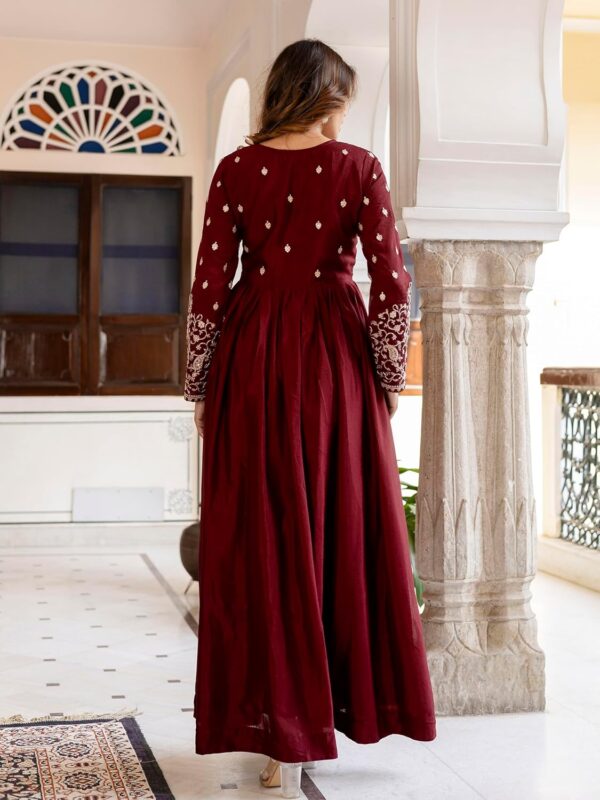 TRENDMALLS Women's Silk Blend Embroidery Anarkali Kurta Pant Set with Dupatta - Image 2