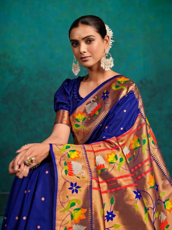 EthnicJunction Women's Pure Silk Paithani Woven Saree With Blouse Piece - Image 2