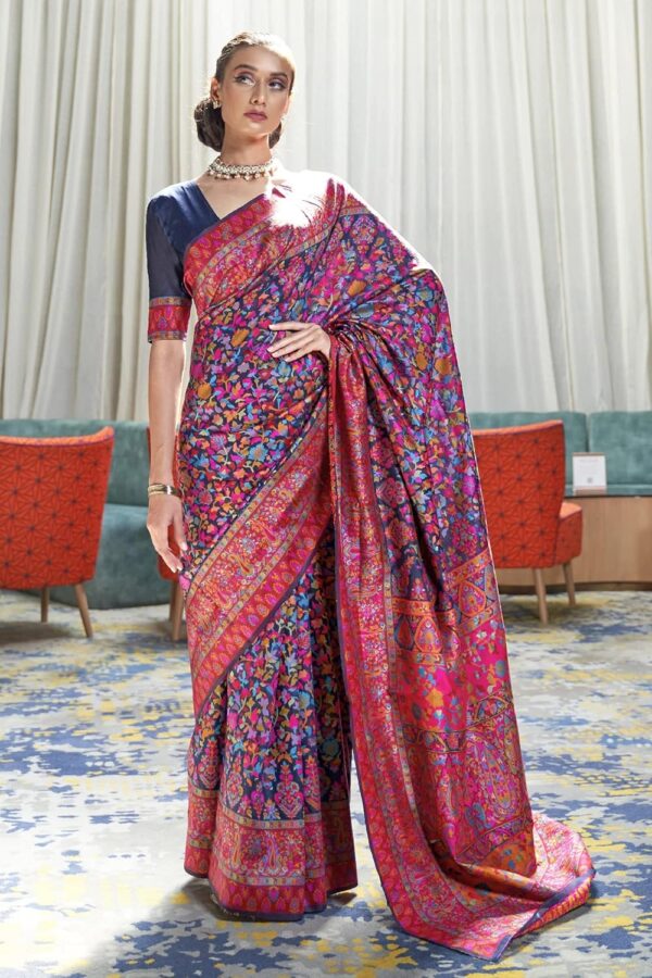 SGF11- Women's Kanjivaram Pure Soft Silk Handloom Saree Pure Golden Zari With Blouse Piece - Image 2