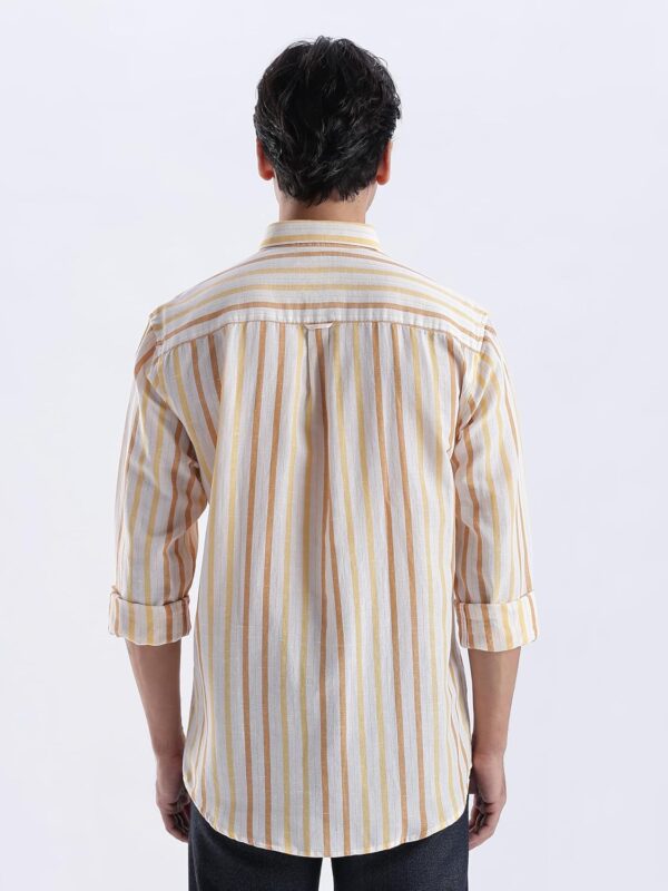 TURMS Water Repellent Men's Striped Shirt | Anti Stain Anti Odor | Concealed Button Down Collar Full Sleeves Kansas Linen Casual and Formal Wear - Image 4