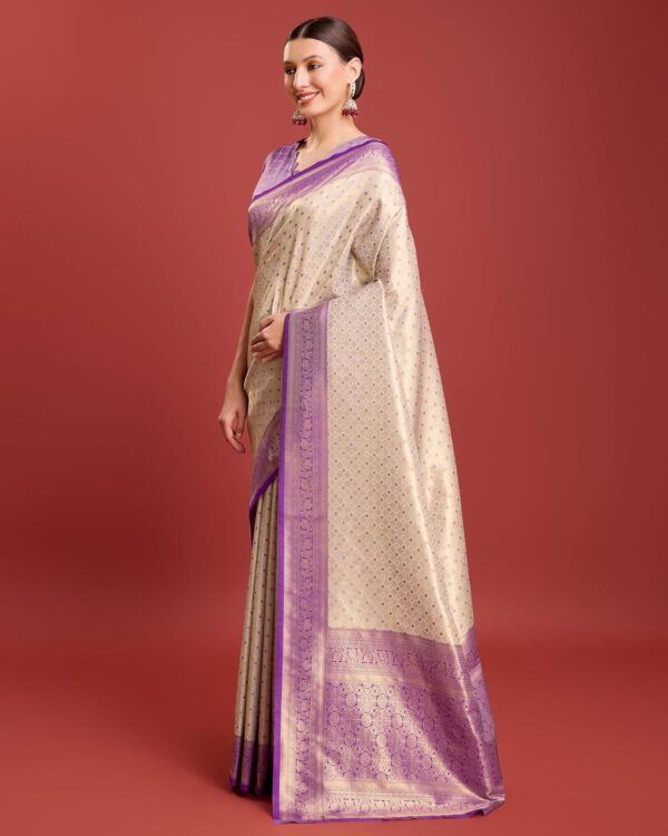Monjolika Fashion Women's Kanjivaram Silk Mesmerizing Saree for Every Celebrations Comes With Unstitched Blouse Piece - Image 2