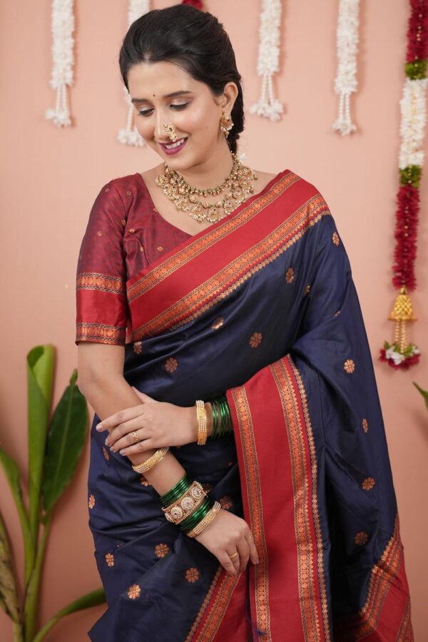 SGF11 Women's Kanjivaram Pure Soft Silk Saree With Unstitched Blouse Piece - Image 3