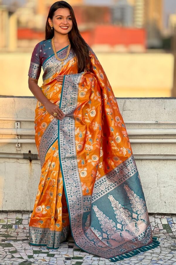 SGF11- Women's Kanjivaram Woven Soft Silk Saree With Blouse Piece - Image 6