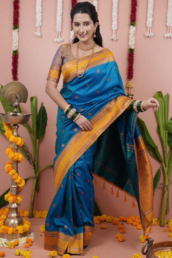 SGF11 Women's Kanjivaram Pure Soft Silk Saree With Unstitched Blouse Piece - Image 5