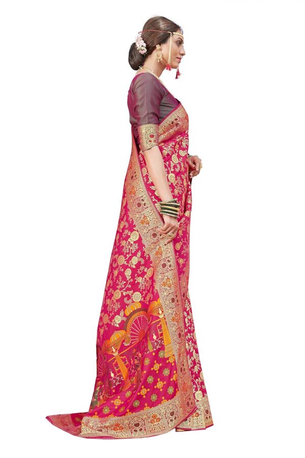 Monjolika Fashion Women's Banarasi Silk Saree With Blouse Piece. - Image 3