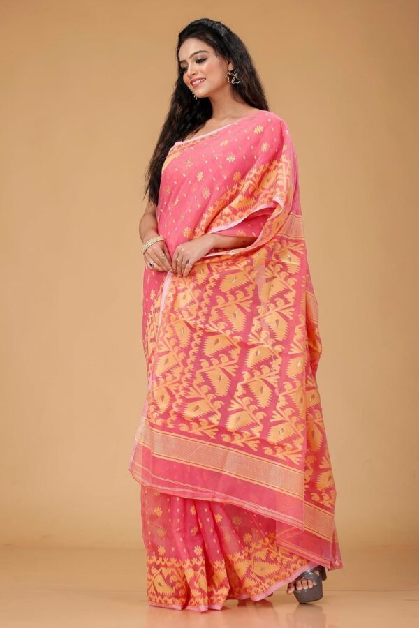 OISHANI SAREE GHOR Women's Traditional Bengal Cotton Silk Soft Jamdani Saree - Beautiful design and Quality - Without Blouse Piece - Image 2