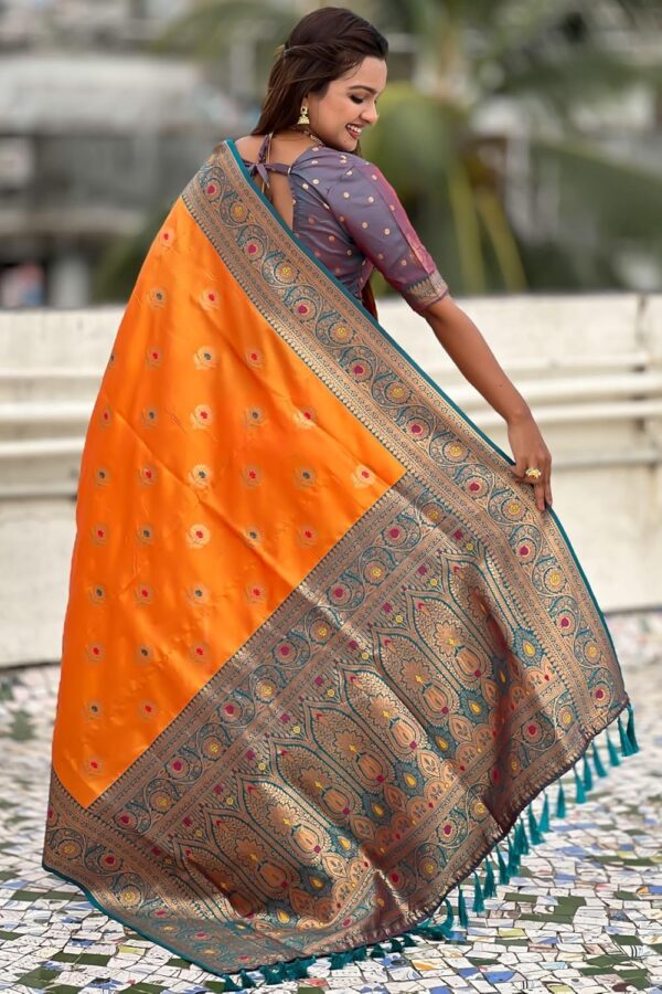 SGF11 Women's Kanjivaram Pure Soft Silk Saree With Unstitched Blouse Piece - Image 4