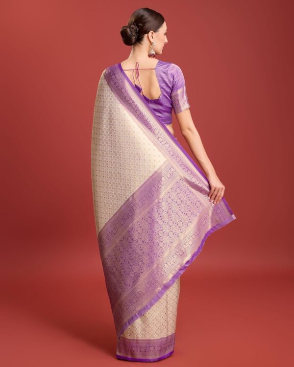 Monjolika Fashion Women's Kanjivaram Silk Mesmerizing Saree for Every Celebrations Comes With Unstitched Blouse Piece - Image 3