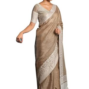 Astita Elegant Linen Cotton Saree with Woven Thread Border & Pallu | Soft Traditional Look for Festive Gifting & Everyday Elegance – With Unstitched Blouse Piece
